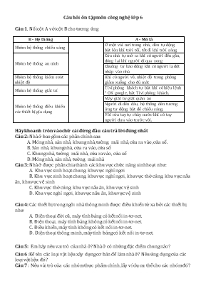 Câu hỏi ôn tập môn Công nghệ 6